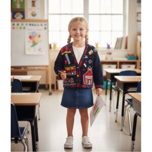 Heartworks Vintage School Cardigan Knit Sweater Made in USA Girls Size Small